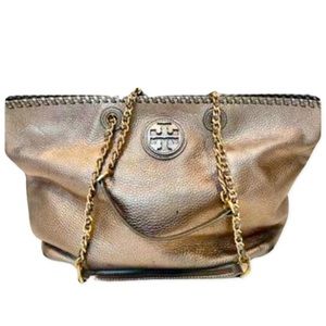 Tory Burch Silver Leather Shoulder Bag